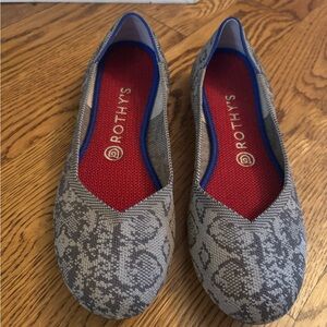 Rothy's Gray Knit Ballet Flats with Red Insoles
